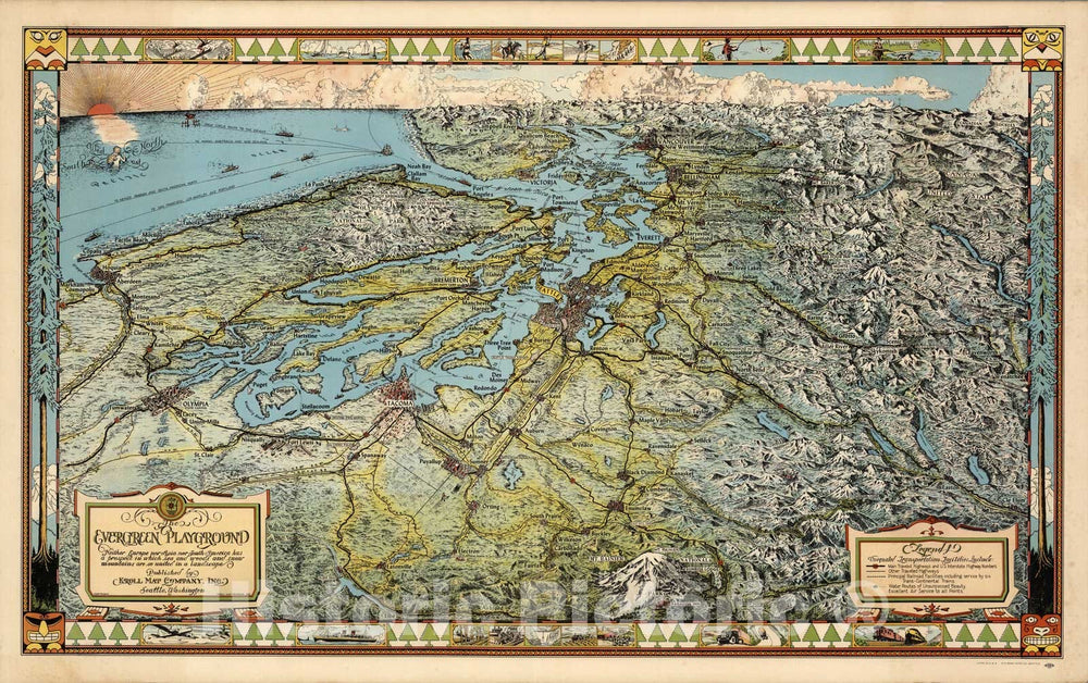 The Evergreen Playground Published by Kroll Map Company, Inc, 1936 - Vintage Wall Art