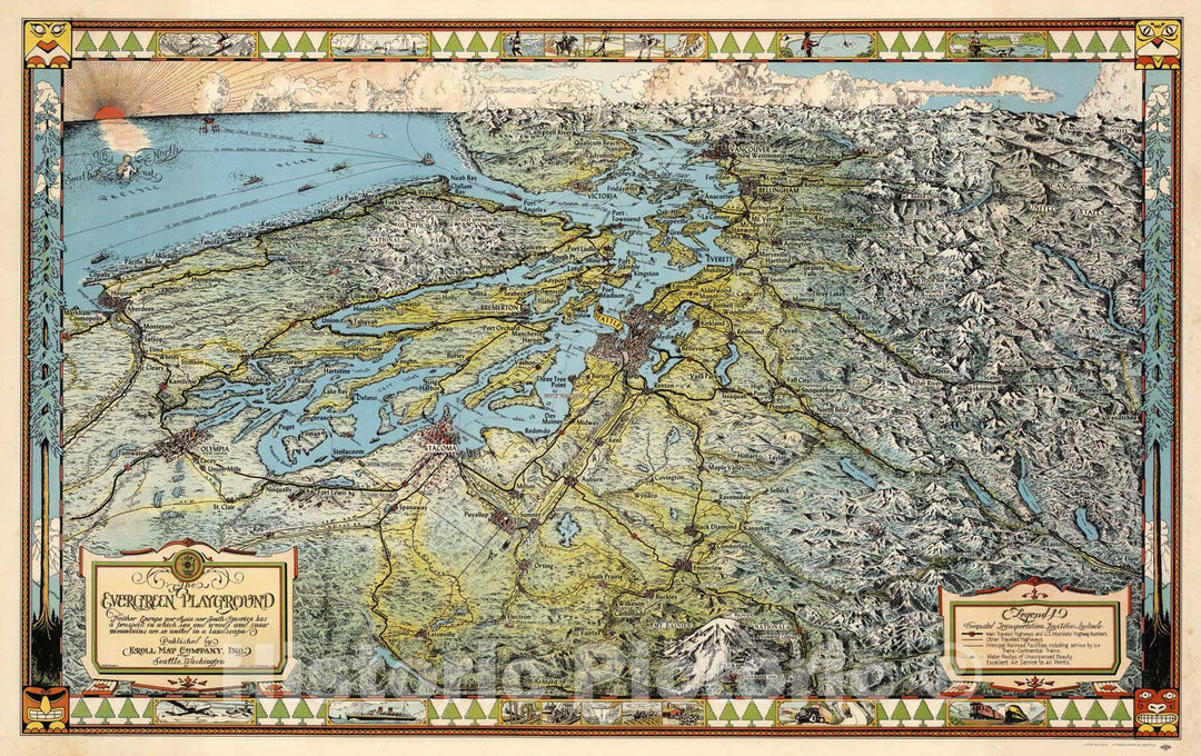 The Evergreen Playground Published by Kroll Map Company, Inc, 1936 - Vintage Wall Art