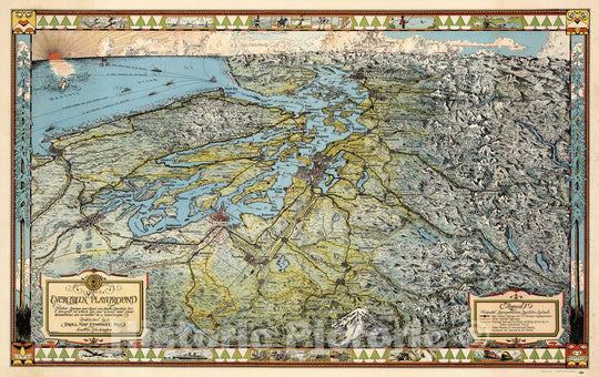 The Evergreen Playground Published by Kroll Map Company, Inc, 1936 - Vintage Wall Art