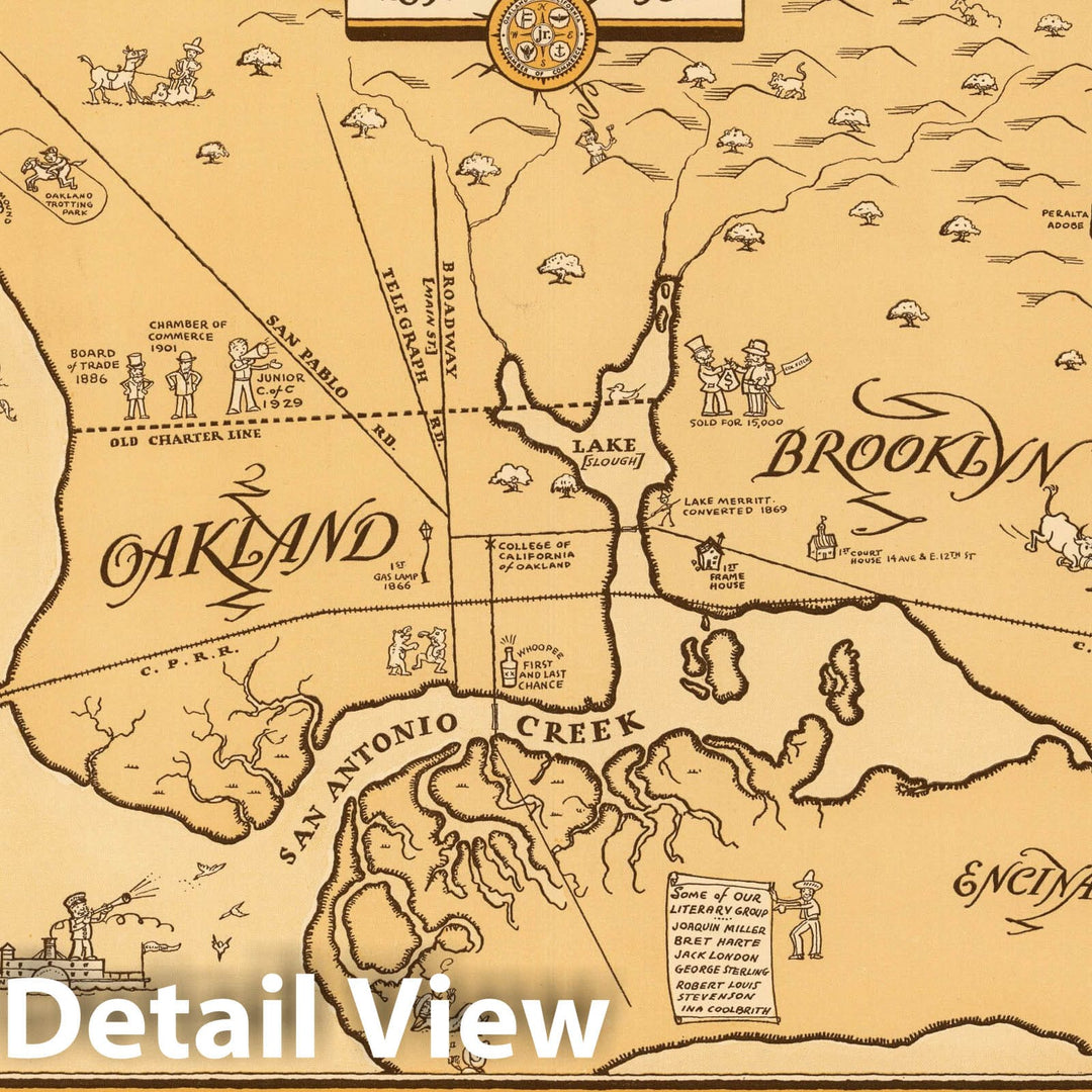 Historic Map - An Map of Oakland on the occasion of its 80th Anniversary, 1852-1932, - Vintage Wall Art