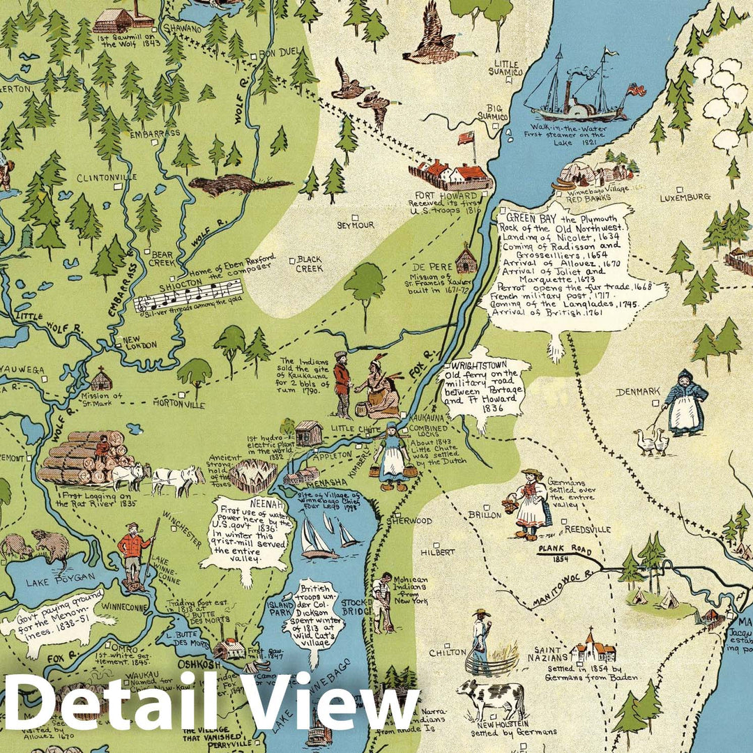 Historic Map - Northeast Wisconsin. The Fox River Valley of Wisconsin. 1931 - Vintage Wall Art