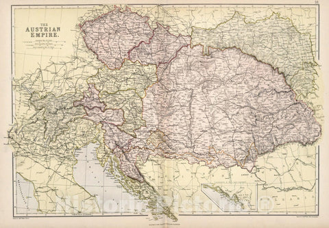 Historic Map : World Atlas Map, The Austrian Empire. 1882 - Vintage Wall Art