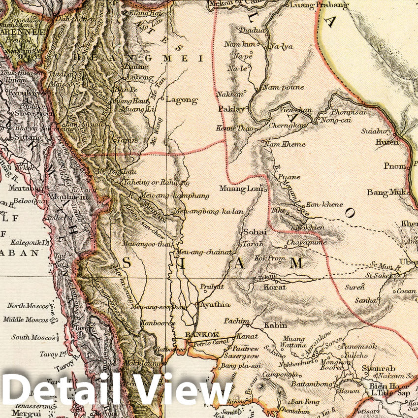 Historic Map : Myanmar,Burmah, Siam, and Anam. 1882 , Vintage Wall Art