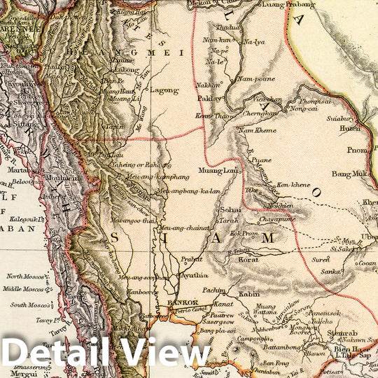 Historic Map : Myanmar,Burmah, Siam, and Anam. 1882 , Vintage Wall Art