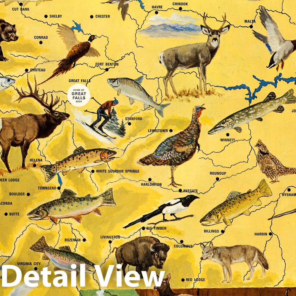 Historic Map : Sportsman's map of Montana, 1967 - Vintage Wall Art