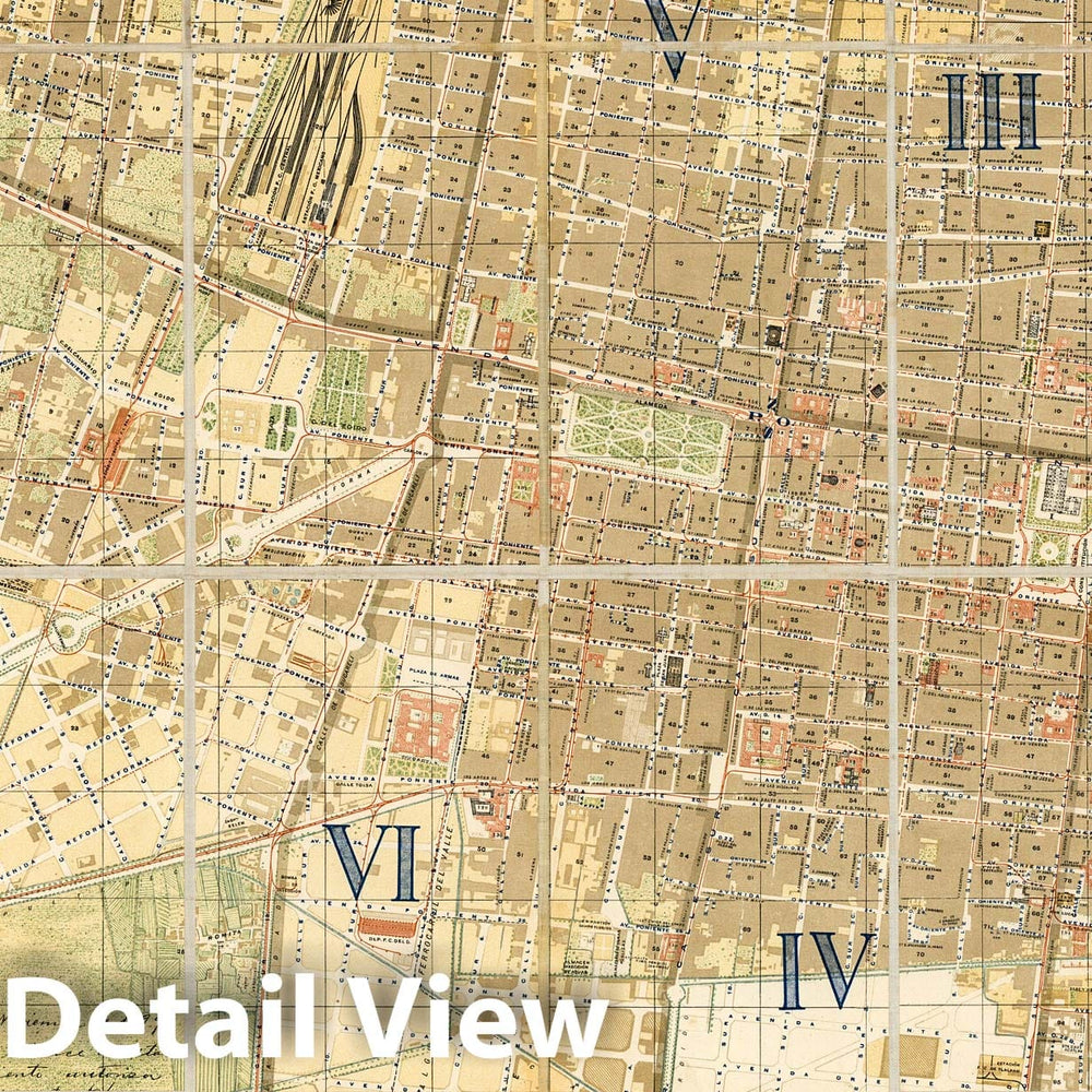 Historic Map : Mexico , City (Mexico), Pocket Map, Reduccion Del Plano Oficial de La Ciudad De Mexico 1900 , Vintage Wall Art