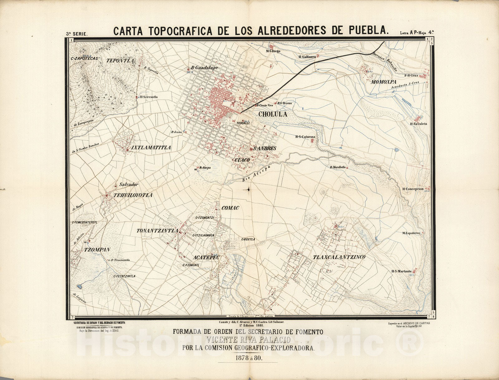 Historic Map : Mexico, Puebl (Mexico : State) Carta topografica de