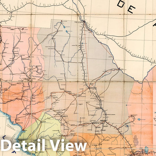Historic Map : Mexico, Case Map, Carta de Comunicaciones de los Estados Unidos Mexicanos 1896 , Vintage Wall Art