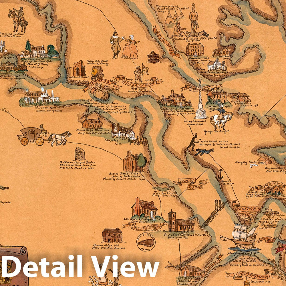 Historic Map : The cradle of the Republic. Map makers Helen Haverty & Katherine Adams, 1930 - Vintage Wall Art