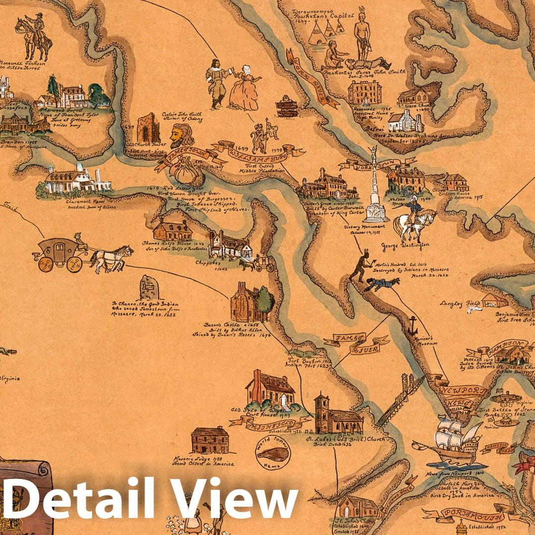 Historic Map : The cradle of the Republic. Map makers Helen Haverty & Katherine Adams, 1930 - Vintage Wall Art