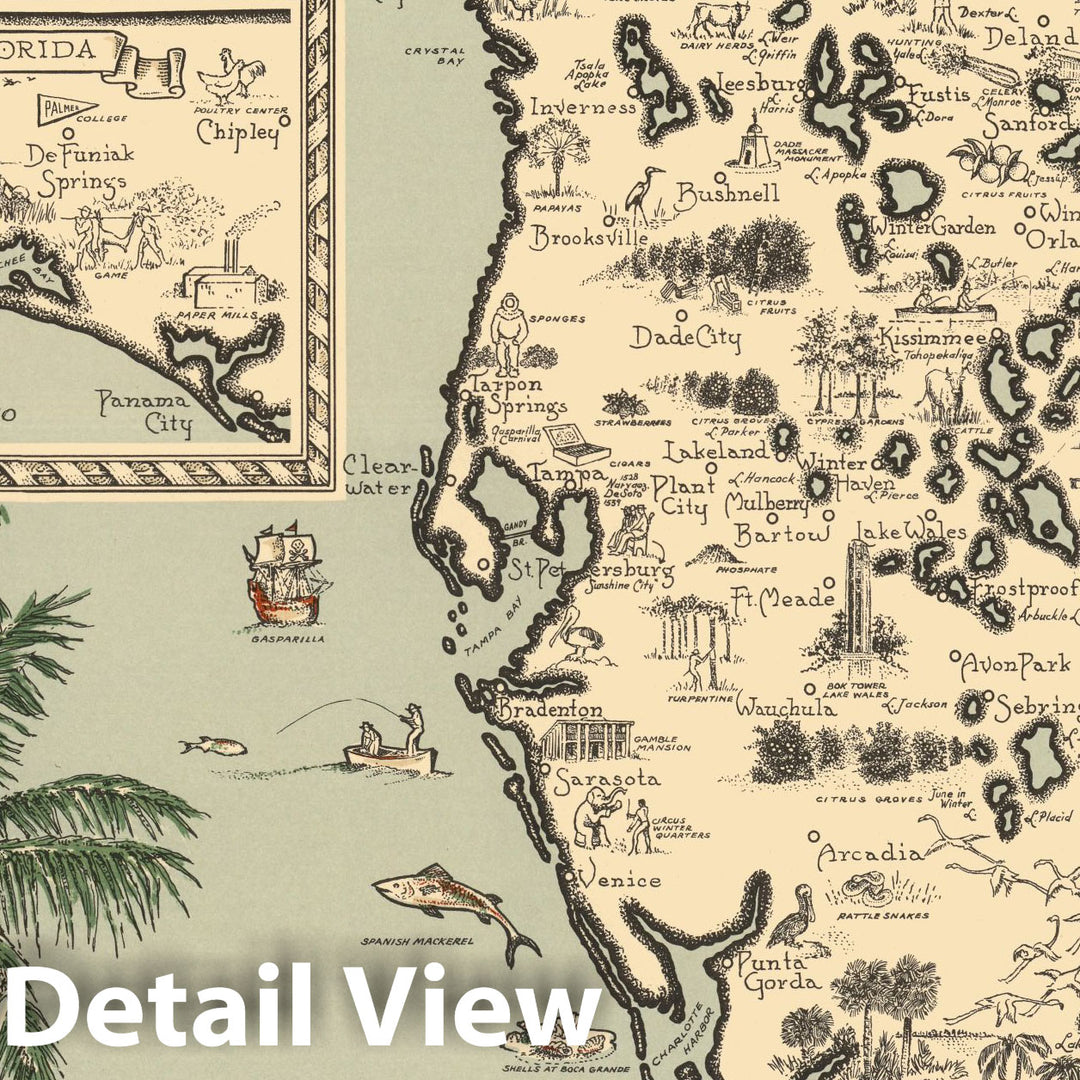 Florida Inset Map Historic Pirate Maps Of Florida 2,265 City Treasure Map Royalty Free