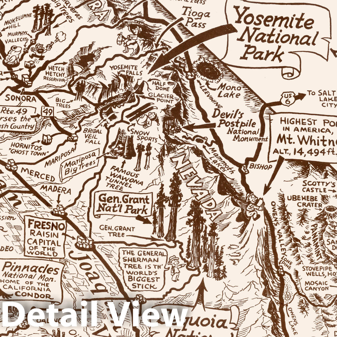 Historic Map - Separate Map: Reg Manning's Cartoon Map of California, 1939 - Vintage Wall Art