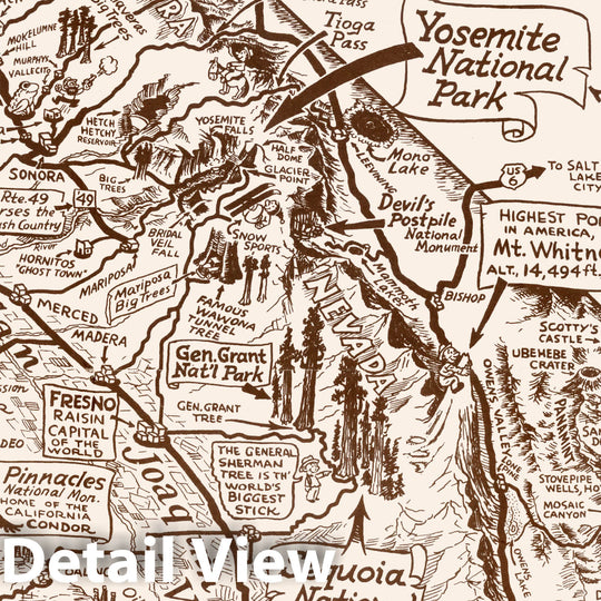 Historic Map - Separate Map: Reg Manning's Cartoon Map of California, 1939 - Vintage Wall Art