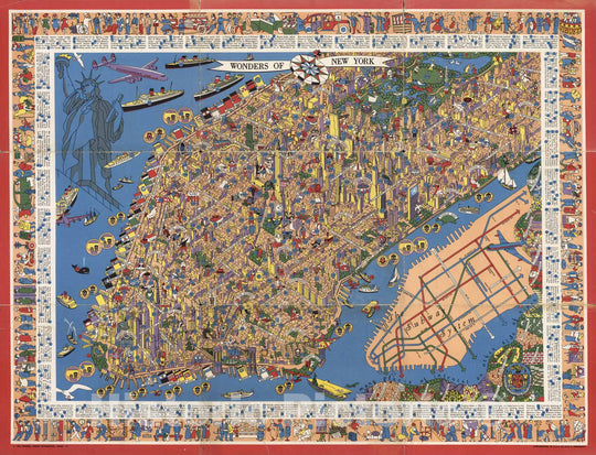 Historic Map : Wonders of New York. 1950 - Vintage Wall Art