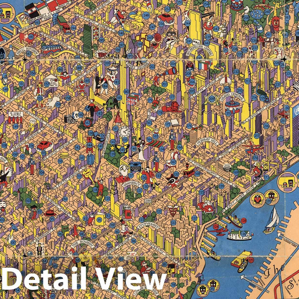 Historic Map : Wonders of New York. 1950 - Vintage Wall Art
