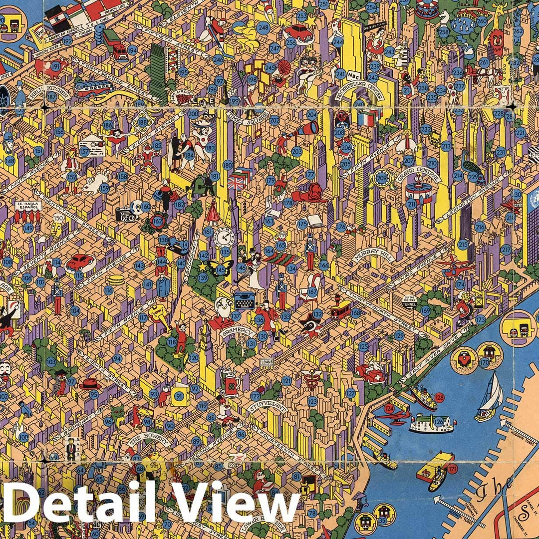 Historic Map : Wonders of New York. 1950 - Vintage Wall Art