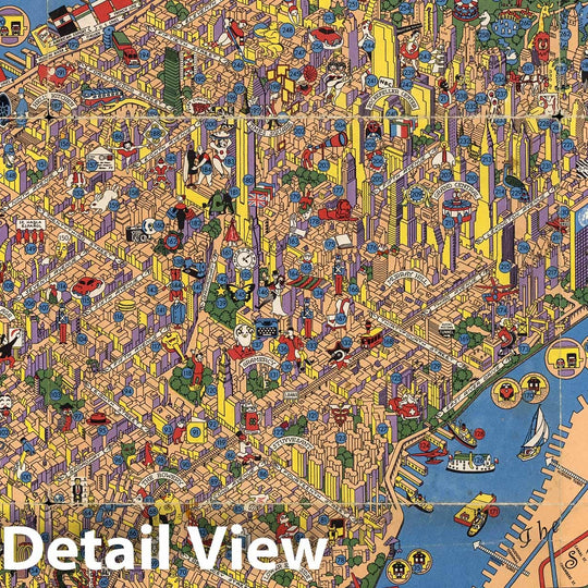 Historic Map : Wonders of New York. 1950 - Vintage Wall Art