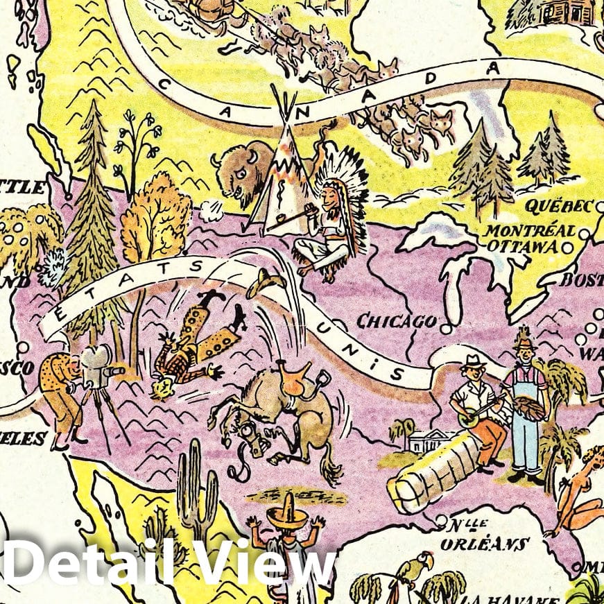 Historic Map : Ephemera, Amerique du Nord et Centrale. 1951 - Vintage Wall Art
