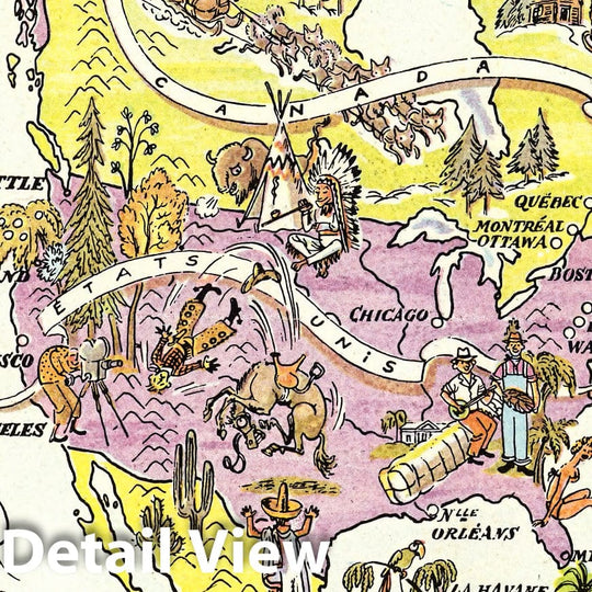 Historic Map : Ephemera, Amerique du Nord et Centrale. 1951 - Vintage Wall Art