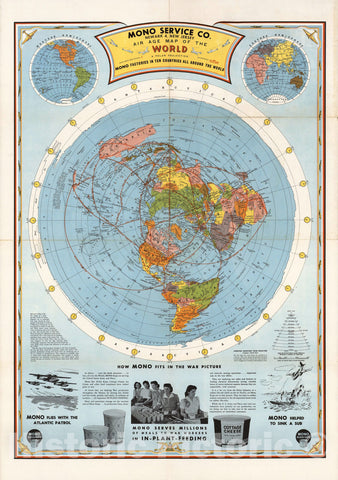 Historic Map - Air Age Map of the World. A Polar Projection, 1945 - Vintage Wall Art