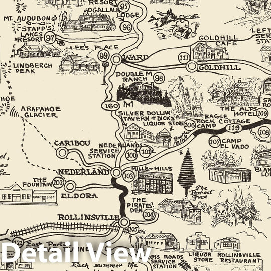 Historic Map - Pictorial Map and Directory of Northern Colorado. Map of Estes Park and Upper Thompson Canyon, 1940 - Vintage Wall Art