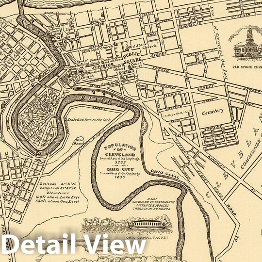 Historic Map : Cleveland - 1836. - Vintage Wall Art