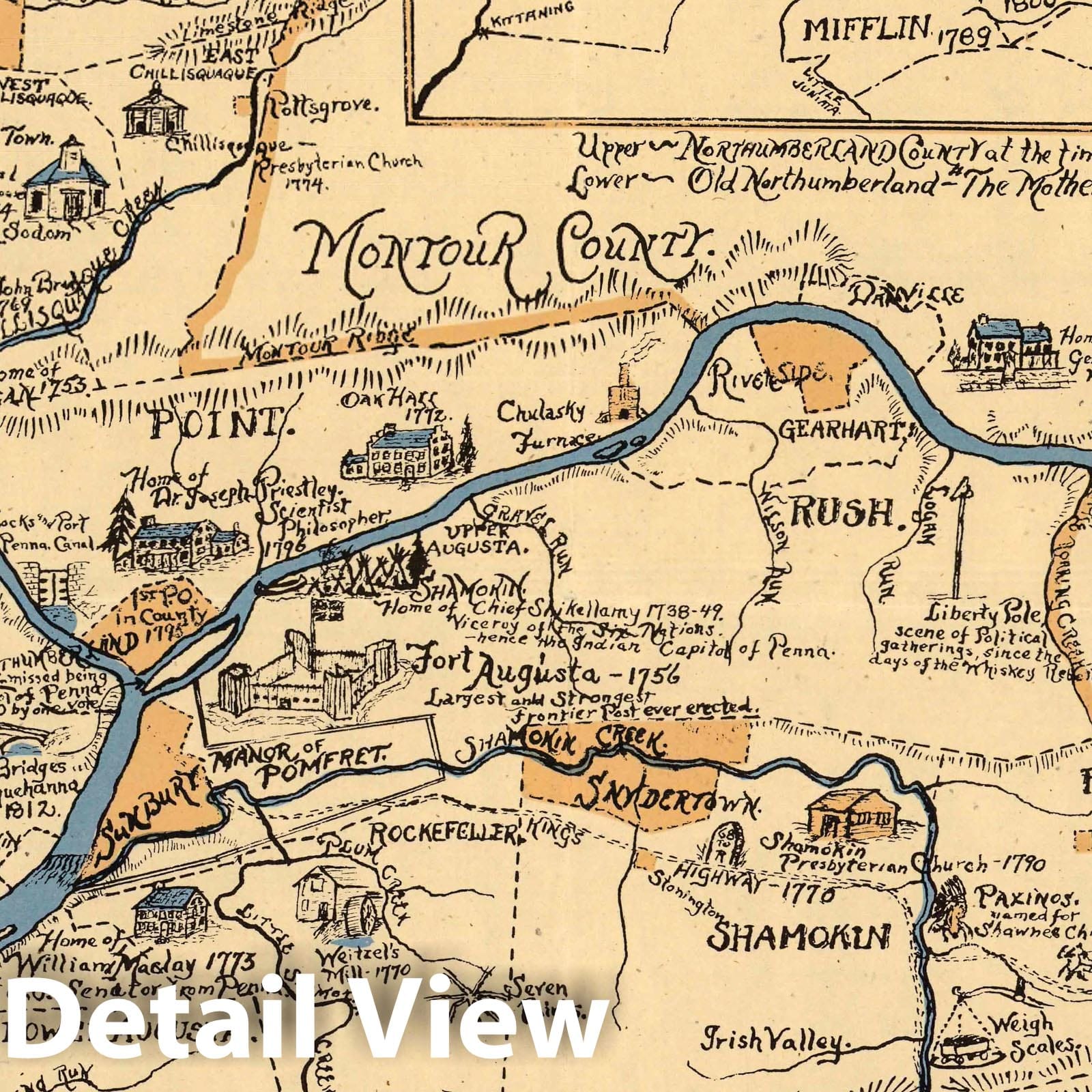 Historic Map Historical Map of Northumberland County, Pennsylvania