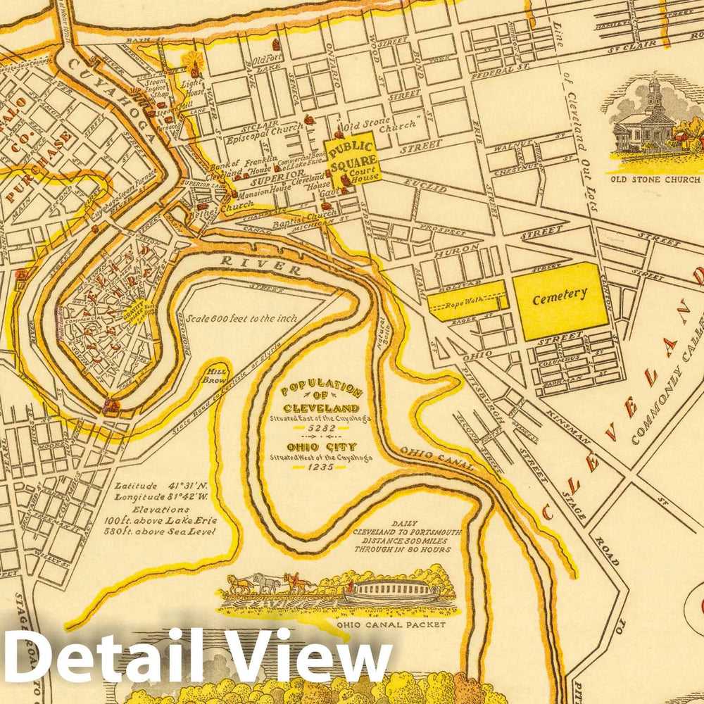 Historic Map : Map of Cleveland and Ohio City, both Incorporated in 1836. Century-Old Map of Cleveland, 1945 - Vintage Wall Art