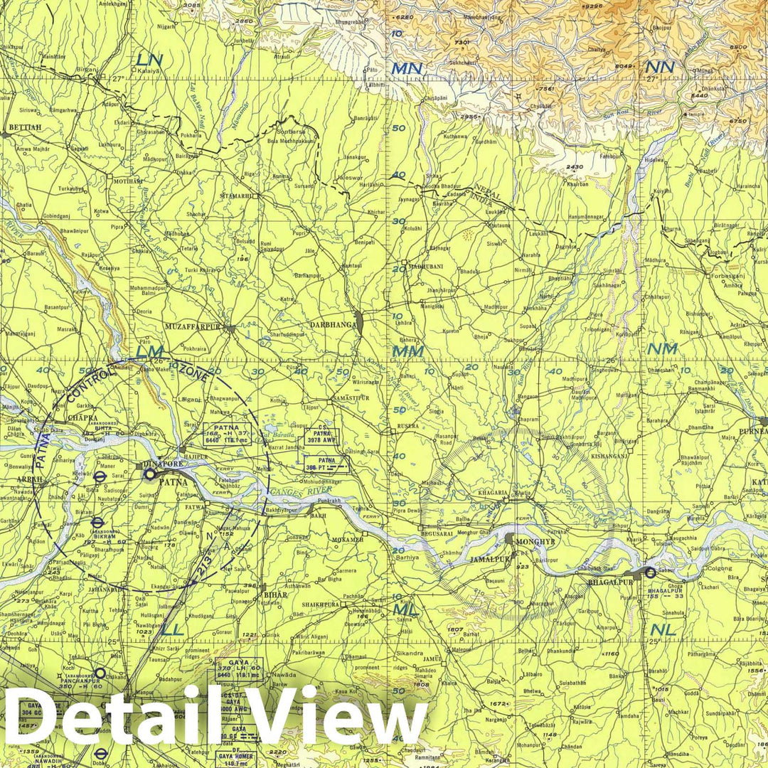 Historic Map - World Aeronautical Chart. Mount Everest (553). 1952, - Vintage Wall Art