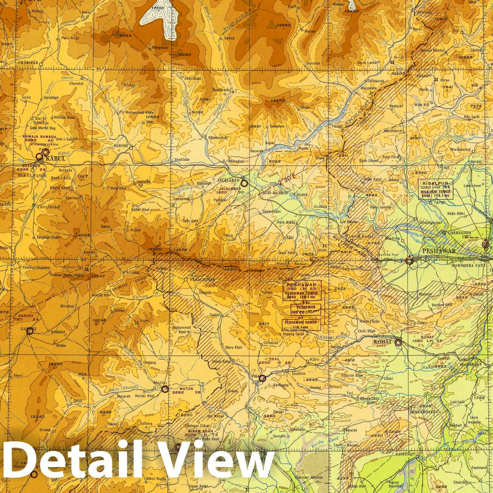 Historic Map : World Aeronautical Chart. Khyber Pass (431). 1950 - Vintage Wall Art