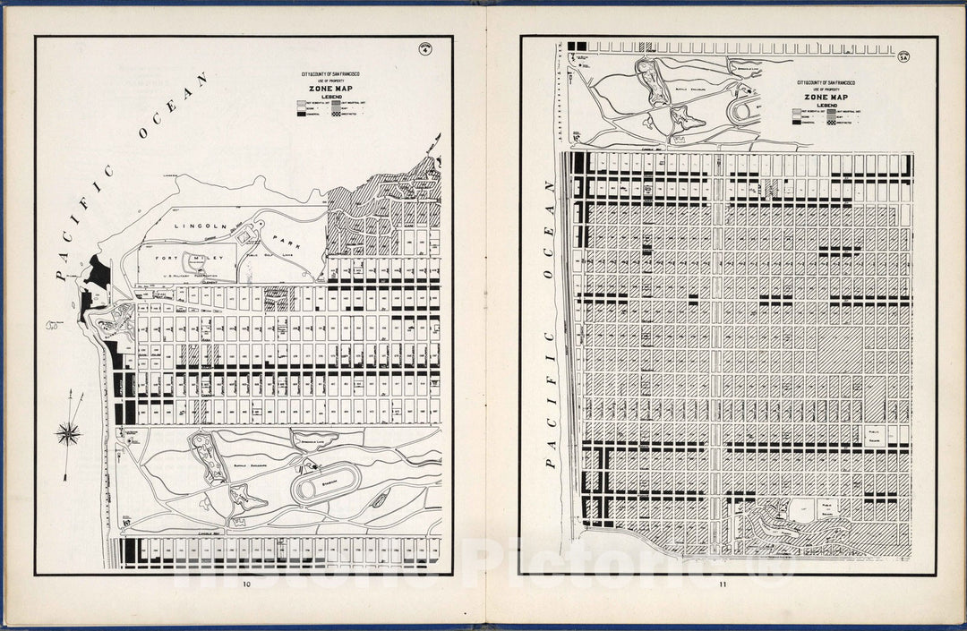 Historic Map : City and County of San Francisco Use of Property, Zone Map, Section 4 Section 5A, 1948 - Vintage Wall Art