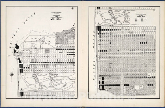 Historic Map : City and County of San Francisco Use of Property, Zone Map, Section 4 Section 5A, 1948 - Vintage Wall Art