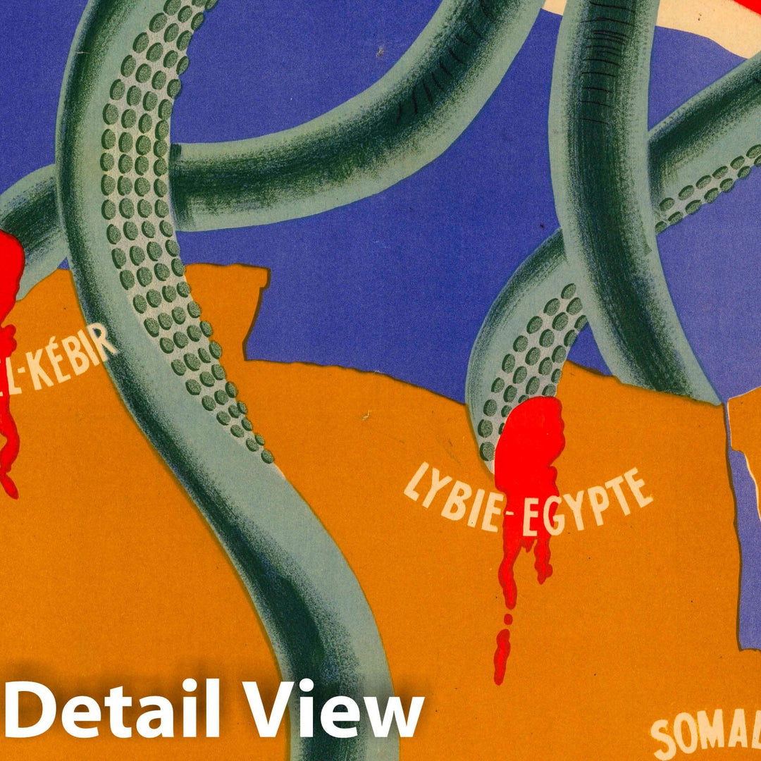Historic Map : Confiance ses Amputations se Poursuivent Methodiquement (Be reassured, the amputations (of his tentacles) are proceeding methodically.) 1942