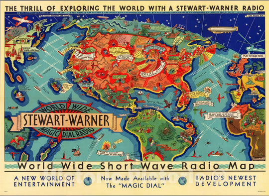 Historic Map : World Wide Short Wave Radio Map, 1932 - Vintage Wall Art