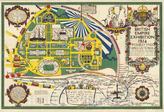 Historic Map : Pocket Map, British Empire Exhibition 1924 Wembley Park April-October 1924 - Vintage Wall Art