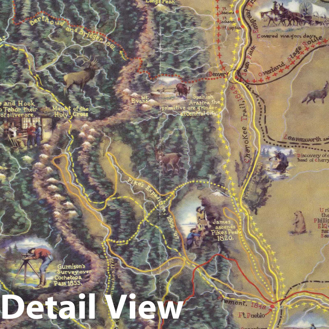 Historic Map - Historical map of early Colorado, 1949 - Vintage Wall Art