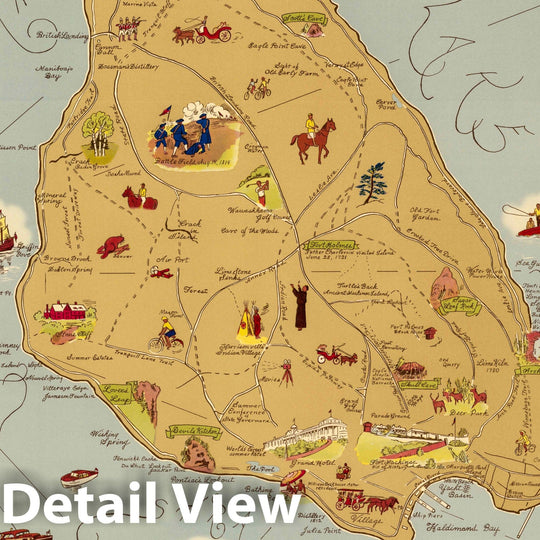 Historic Map : Mackinac Most Historic Spot in Michigan 1955 - Vintage Wall Art