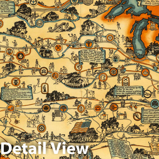 Historic Map : Highways and byways of Girl Scouting. Girl Scouts Inc. 1927 - Vintage Wall Art