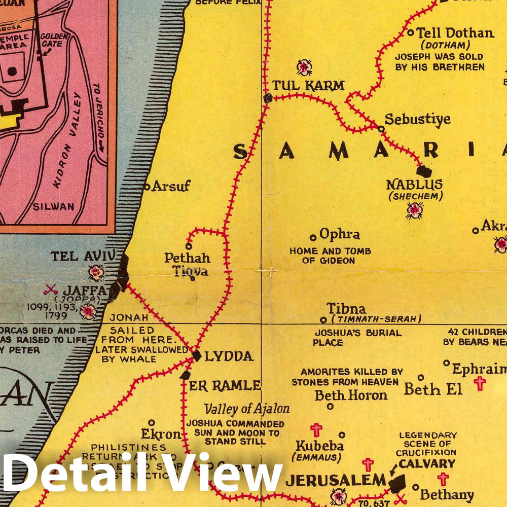 Historic Map : Palestine : Land of strife 1936 - Vintage Wall Art