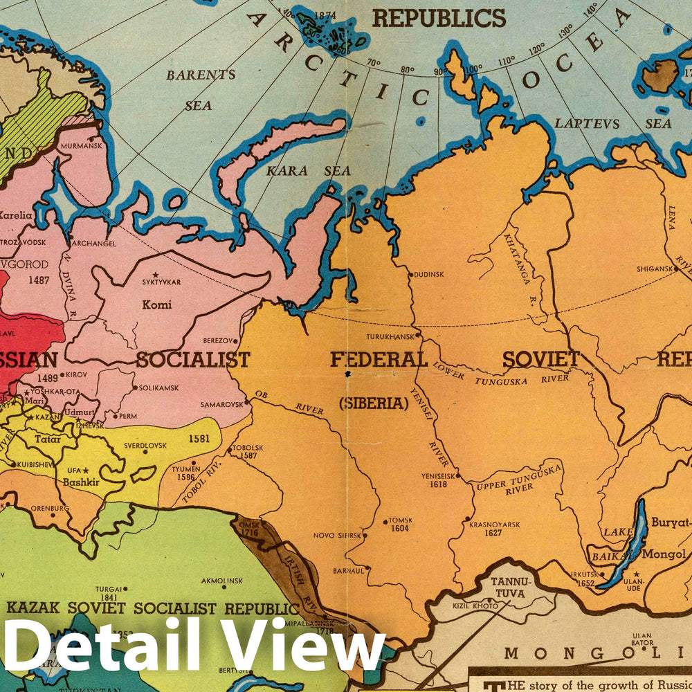 Historic Map : The growth of the Russian Bear 1940 - Vintage Wall Art