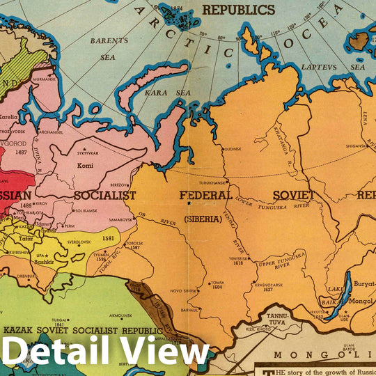 Historic Map : The growth of the Russian Bear 1940 - Vintage Wall Art