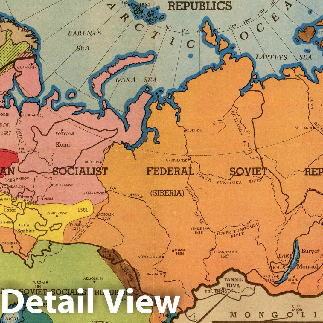 Historic Map : The growth of the Russian Bear 1941 - Vintage Wall Art