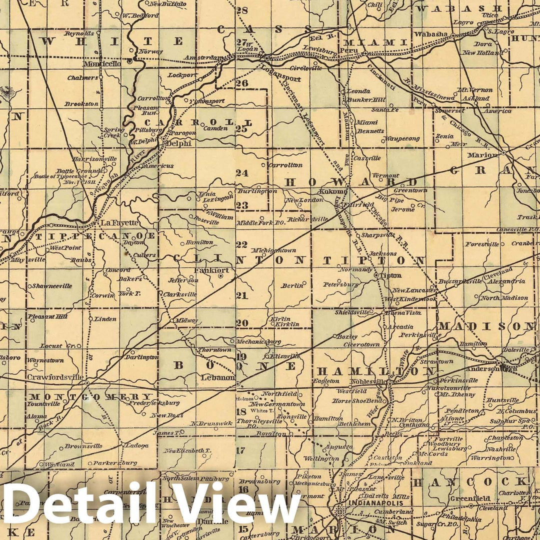 Historic Map - Indiana 1853 - Vintage Wall Art