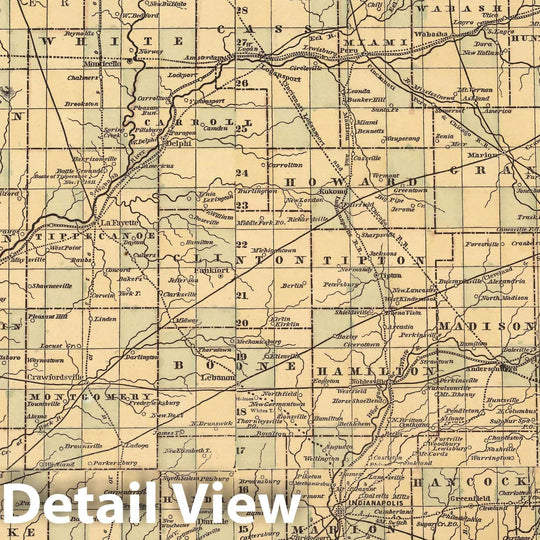 Historic Map - Indiana 1853 - Vintage Wall Art
