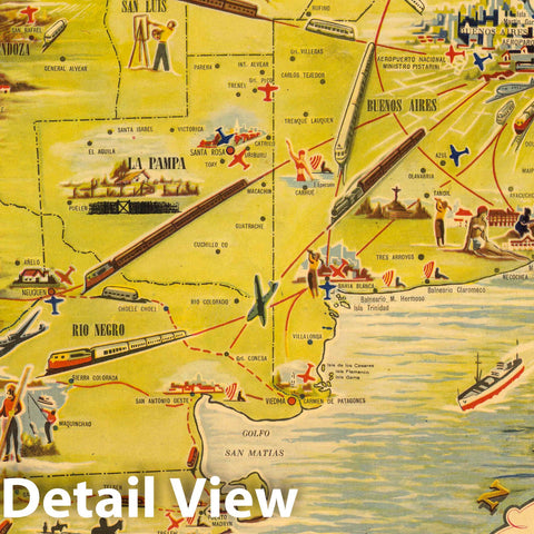 Historic Map : Argentina, Republica Argentina. Ministerio de Transportes de la Nacion 1946 , Vintage Wall Art