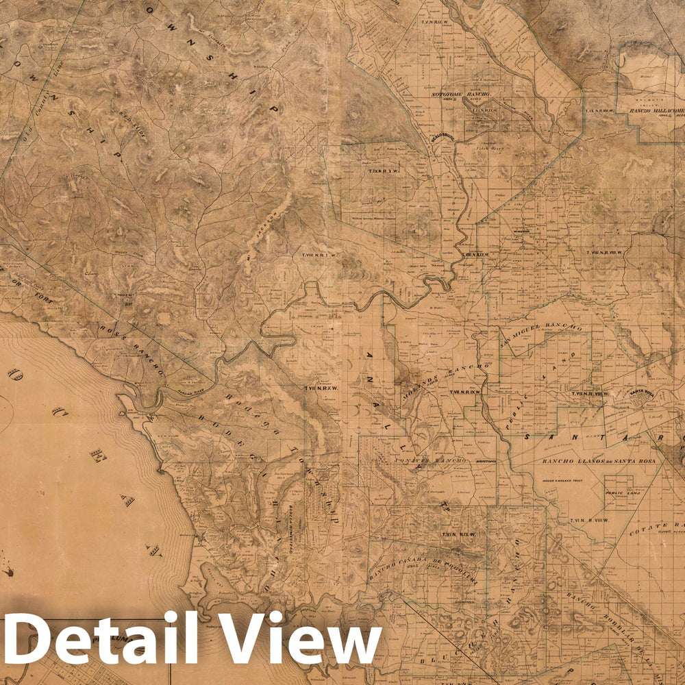Historic Map : Map of Sonoma County California, 1866 - Vintage Wall Art