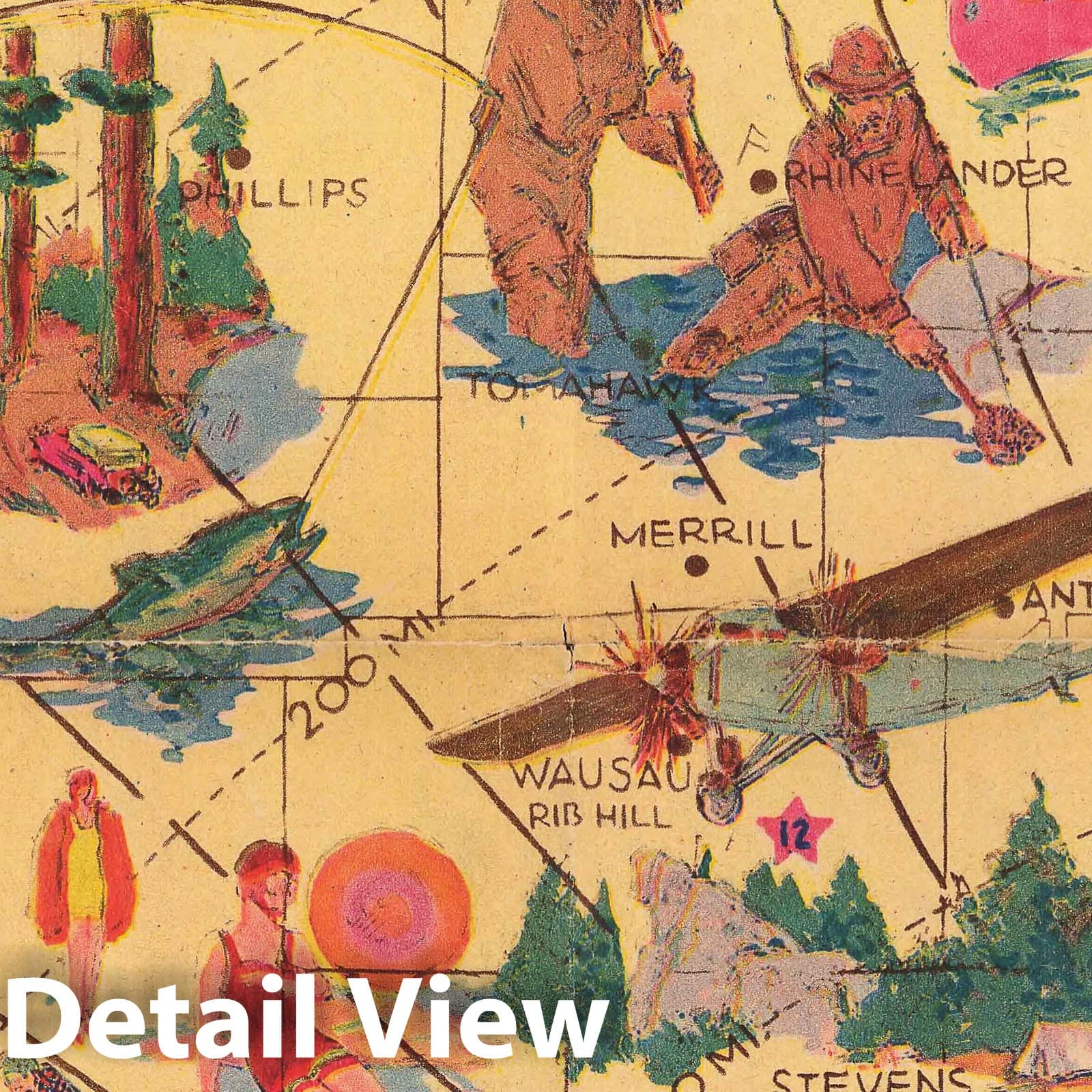 Historic Map - Wisconsin - the playground of the middle west. Elmer Krohn, 1929 - Vintage Wall Art