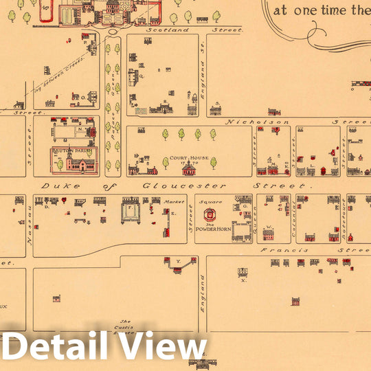 Historic Map : A true map of the town of Williamsburg :Incorporated, 1722 - Vintage Wall Art