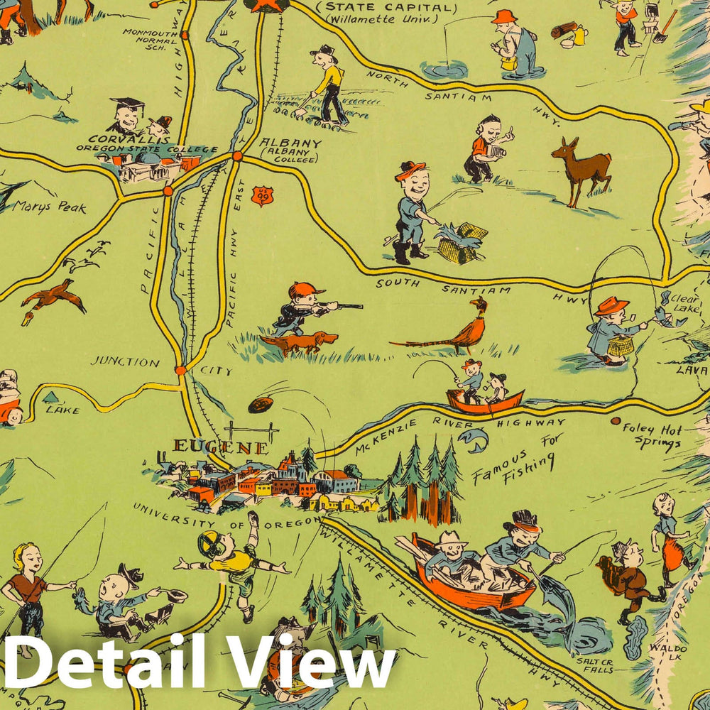 Historic Map : Oregon playground map, 1936 - Vintage Wall Art