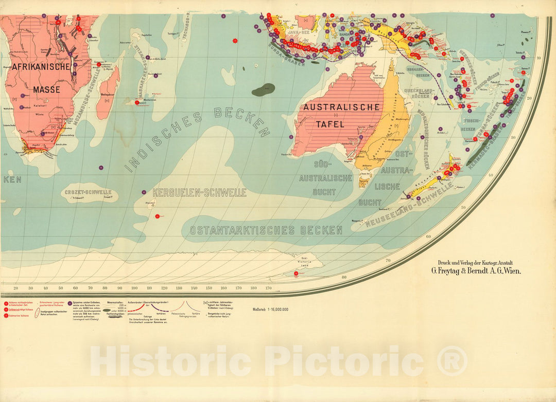 Historic Map : Tektonische schul wandkarte der erde (lower right sheet) 1926 - Vintage Wall Art